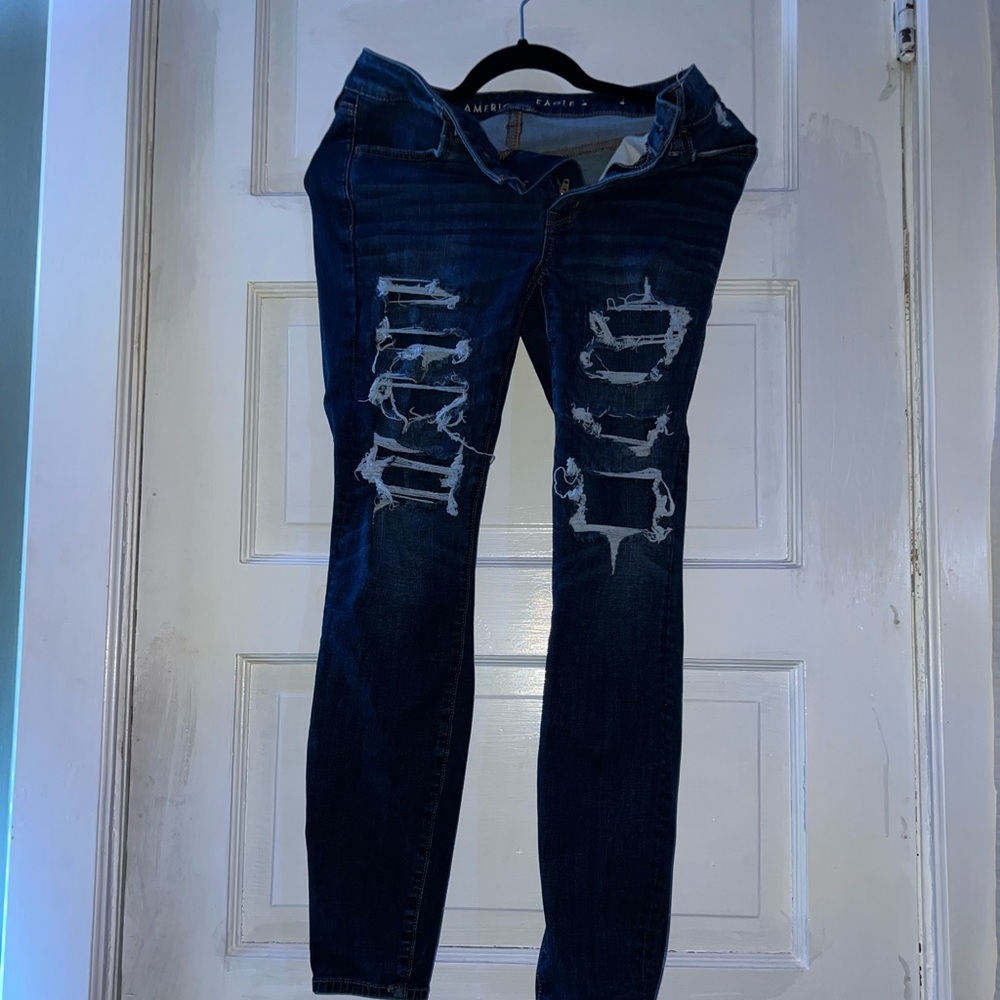American eagle distress dark wash jeans
